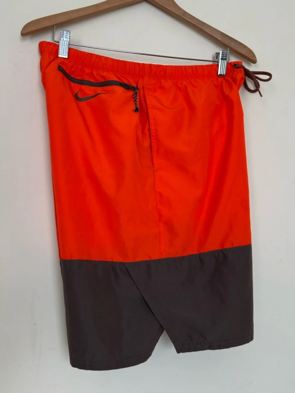 Nike Swim Men’s Large Orange & Gray Swim Trunks Lined Board Shorts Quick Dry
